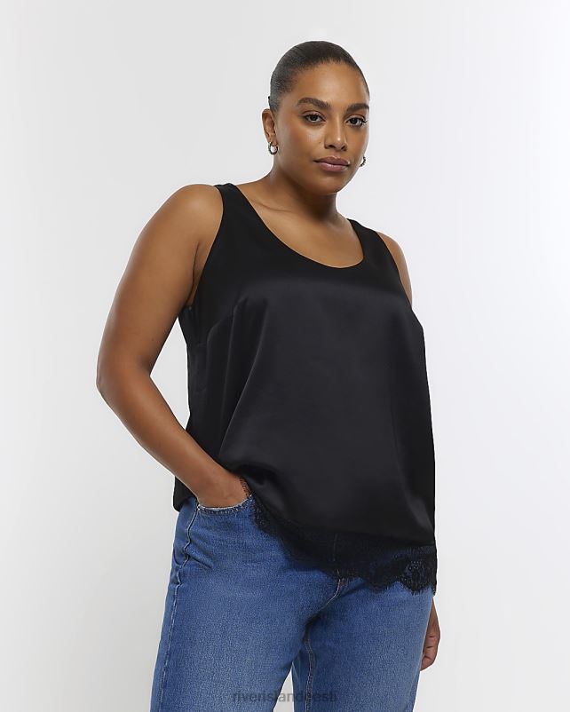 kehakate must naised River Island pluss pitsist ääristatud paagitop 44TLL5204