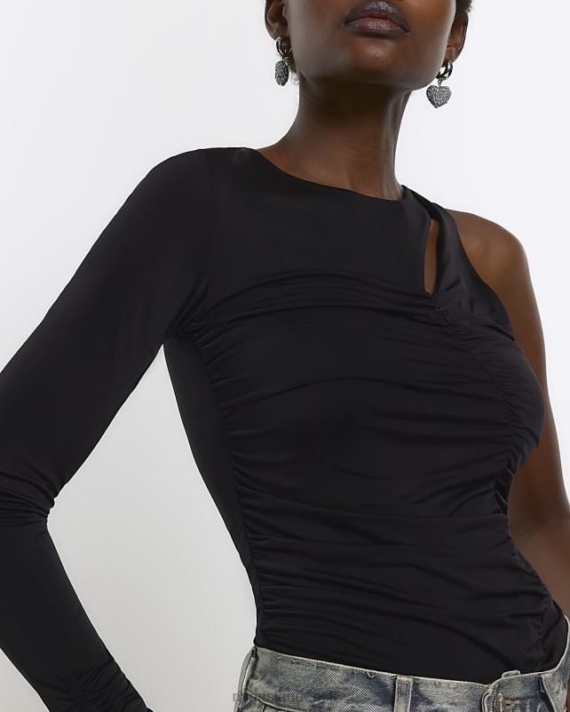 kehakate must naised River Island rühitud üks õlapealne 44TLL4332