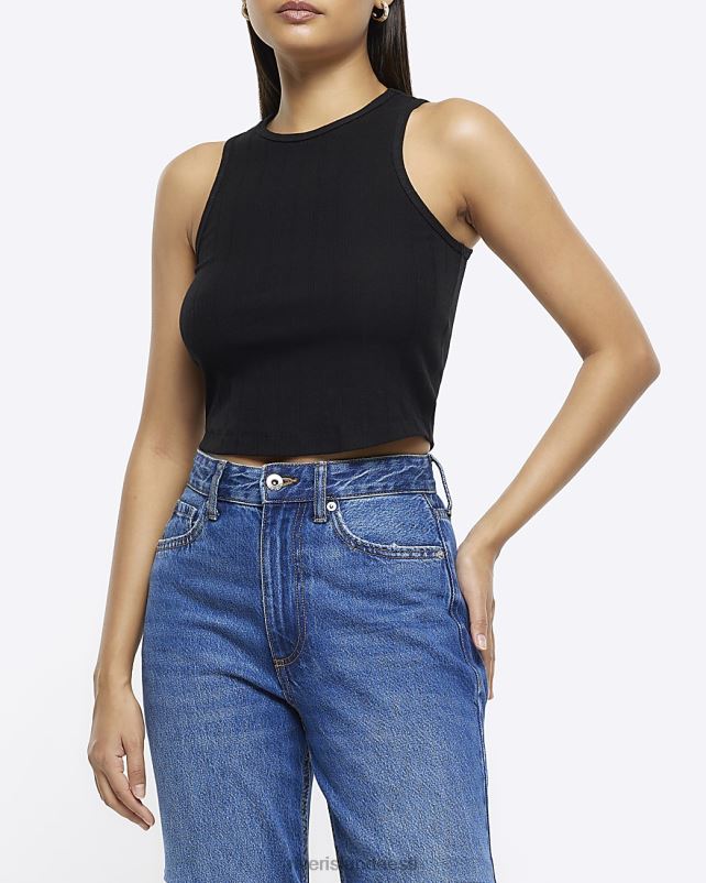 kehakate must naised River Island rib crop tank top 44TLL1161