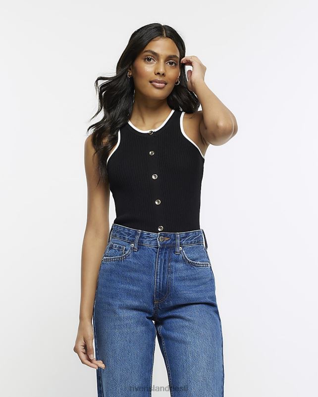 kehakate must naised River Island ribivarrukateta vesti topp 44TLL4437