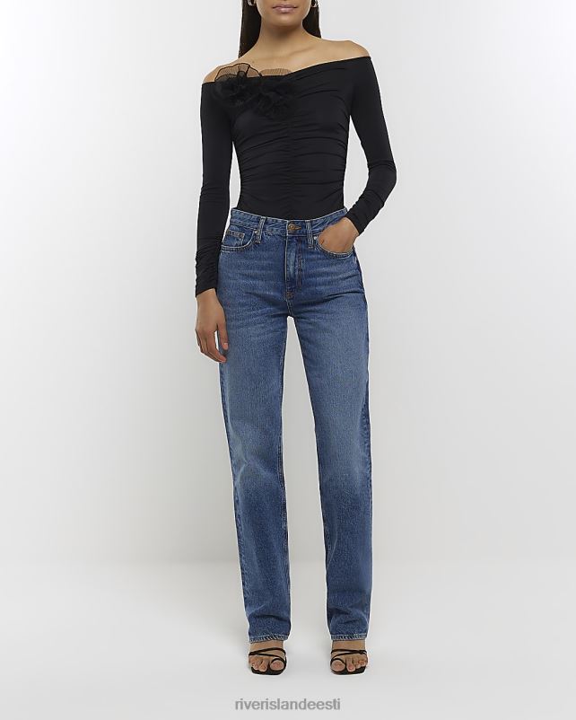 kehakate must naised River Island rusikas korsadetailidega body 44TLL1428