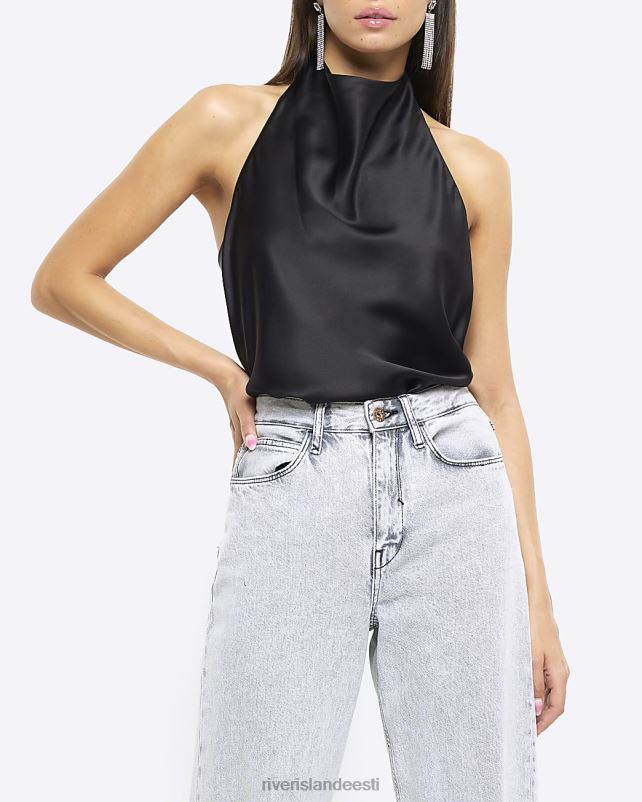 kehakate must naised River Island satiinist päitsetega kaelaosa 44TLL300