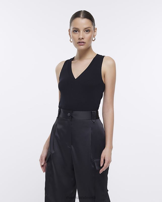 kehakate must naised River Island soonikkoes v kaelusega vest 44TLL1127