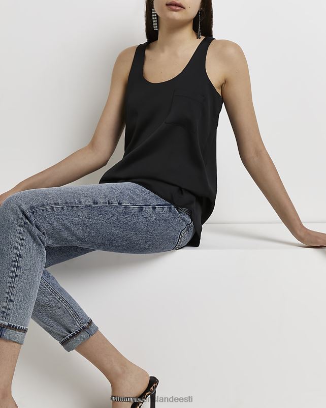 kehakate must naised River Island tasku varrukateta topp 44TLL5019