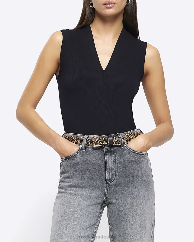 kehakate must naised River Island v-kaelusega tank top 44TLL1204