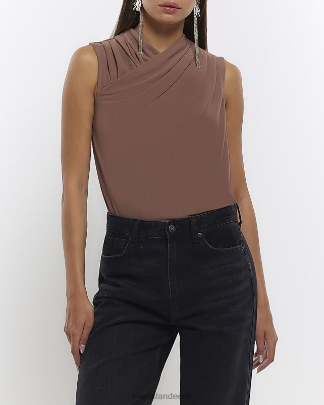 kehakate pruun naised River Island drapeeritud wrap top 44TLL4593