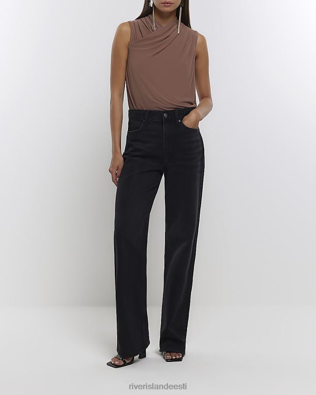 kehakate pruun naised River Island drapeeritud wrap top 44TLL4593