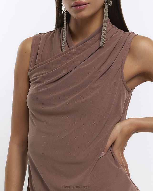 kehakate pruun naised River Island drapeeritud wrap top 44TLL4593