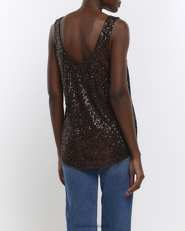 kehakate pruun naised River Island litrid kühvel kaela tank top 44TLL651
