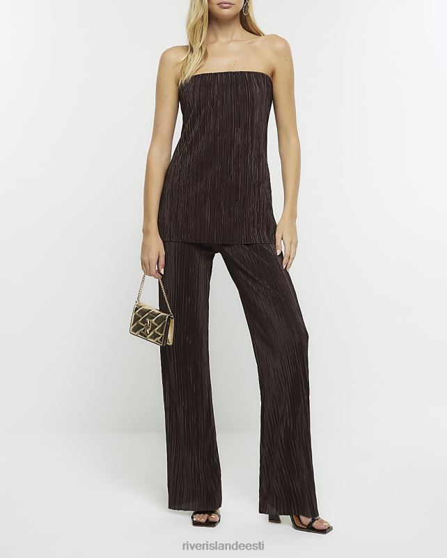 kehakate pruun naised River Island plisse bandeau top 44TLL861