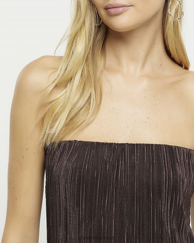 kehakate pruun naised River Island plisse bandeau top 44TLL861