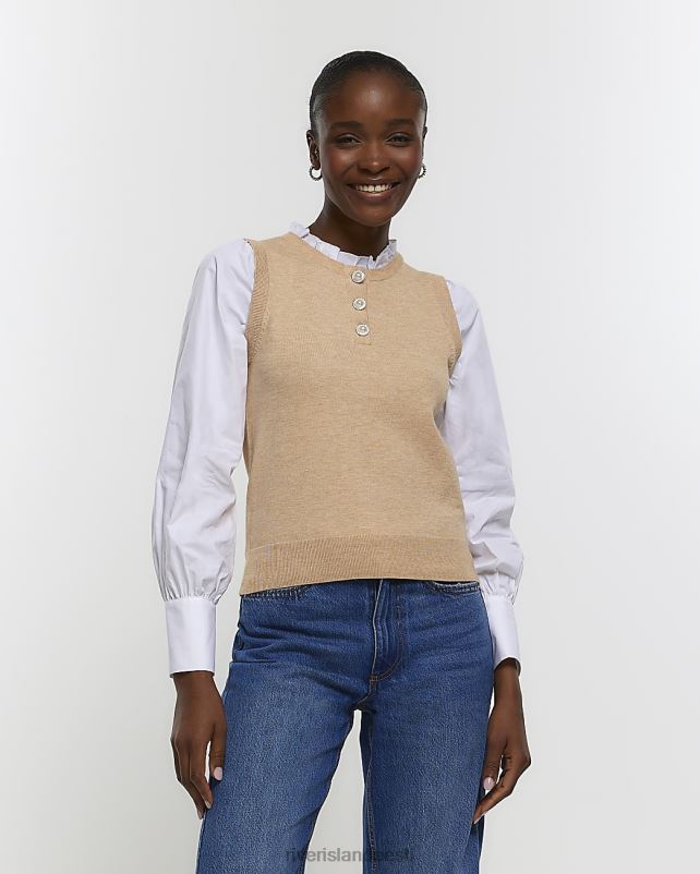 kehakate pruun naised River Island puhvis varrukatega hübriidtop 44TLL802