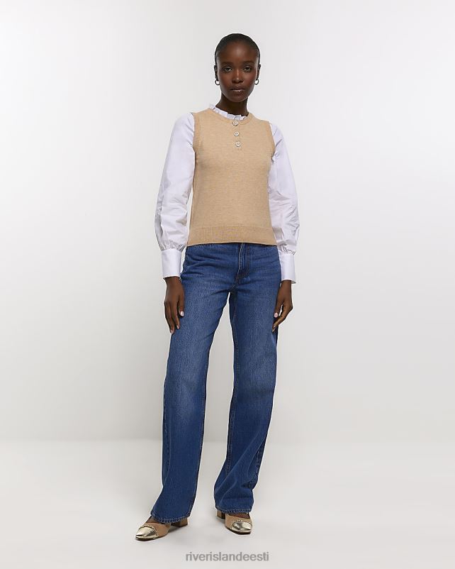 kehakate pruun naised River Island puhvis varrukatega hübriidtop 44TLL802