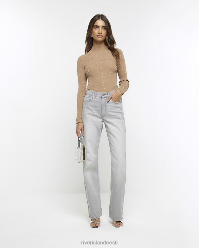 kehakate roosa naised River Island Diamante pikkade varrukatega topp 44TLL780