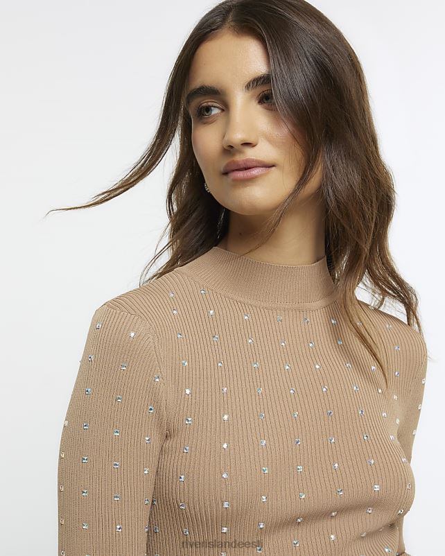 kehakate roosa naised River Island Diamante pikkade varrukatega topp 44TLL780