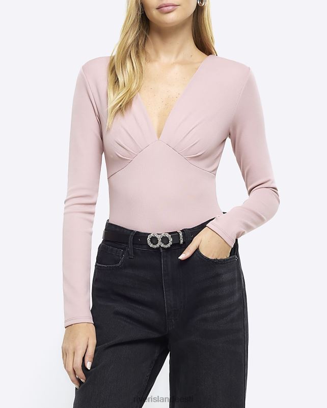 kehakate roosa naised River Island pikkade varrukatega supluskostüüm 44TLL594