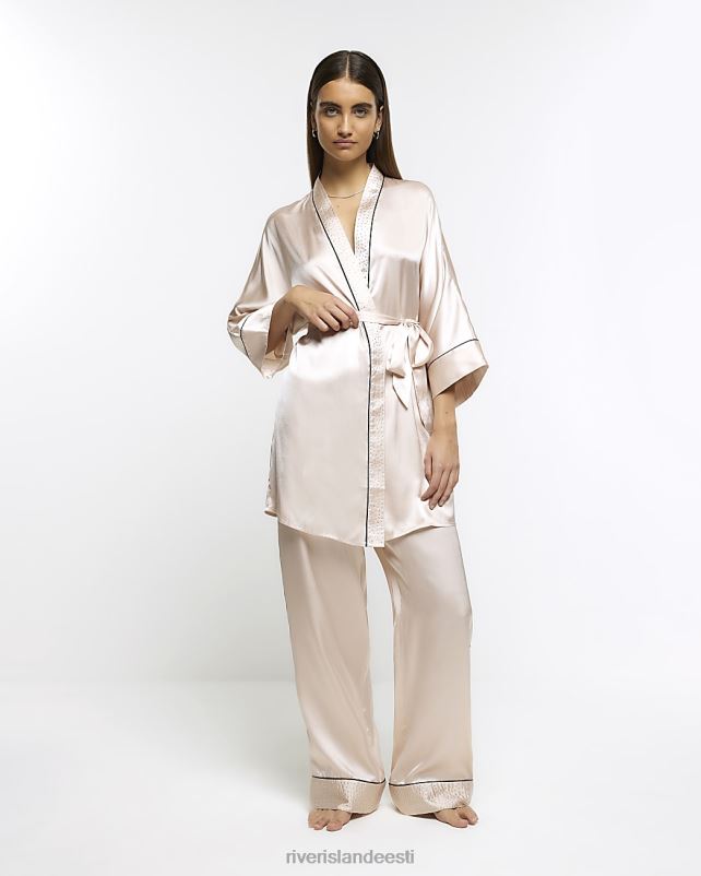 kehakate roosa naised River Island satiin kaunistatud kimono rüü 44TLL4043