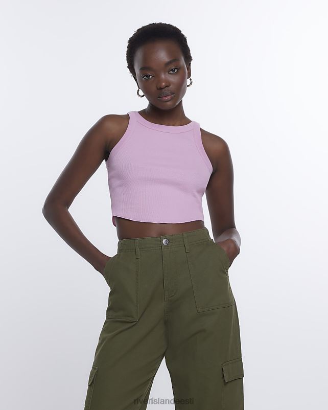 kehakate roosa naised River Island soonikuga crop racer top 44TLL1537