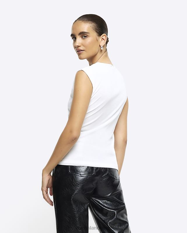 kehakate valge naised River Island drape varrukateta topp 44TLL813