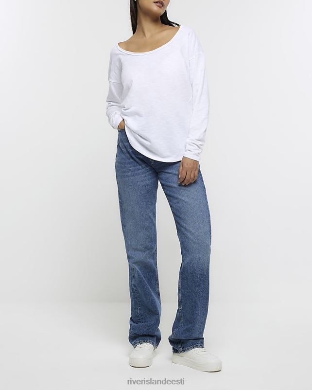kehakate valge naised River Island kaelusega pikkade varrukatega topp 44TLL4217