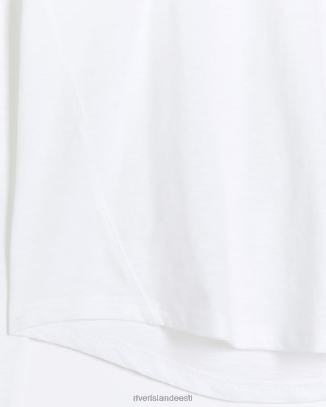 kehakate valge naised River Island kaelusega pikkade varrukatega topp 44TLL4217