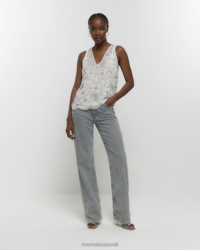 kehakate valge naised River Island kaunistatud tank top 44TLL148