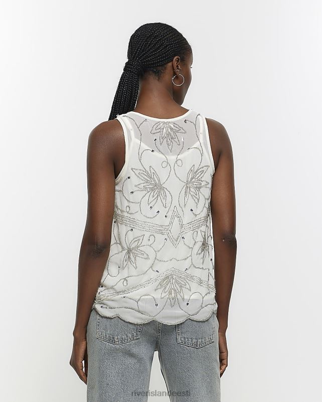 kehakate valge naised River Island kaunistatud tank top 44TLL148