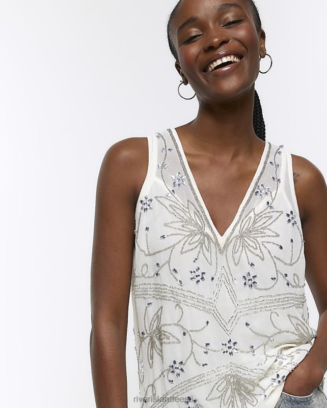 kehakate valge naised River Island kaunistatud tank top 44TLL148