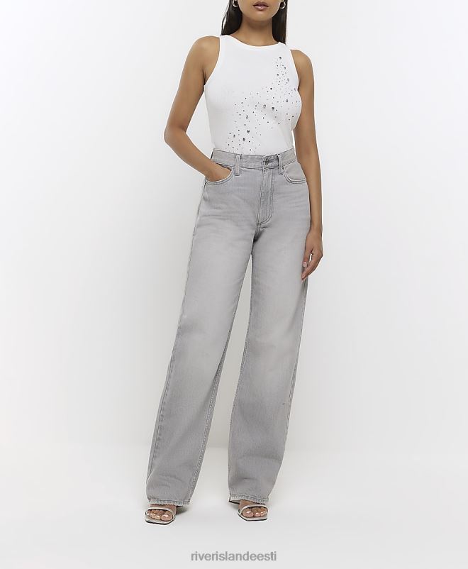 kehakate valge naised River Island kaunistatud tank top 44TLL749