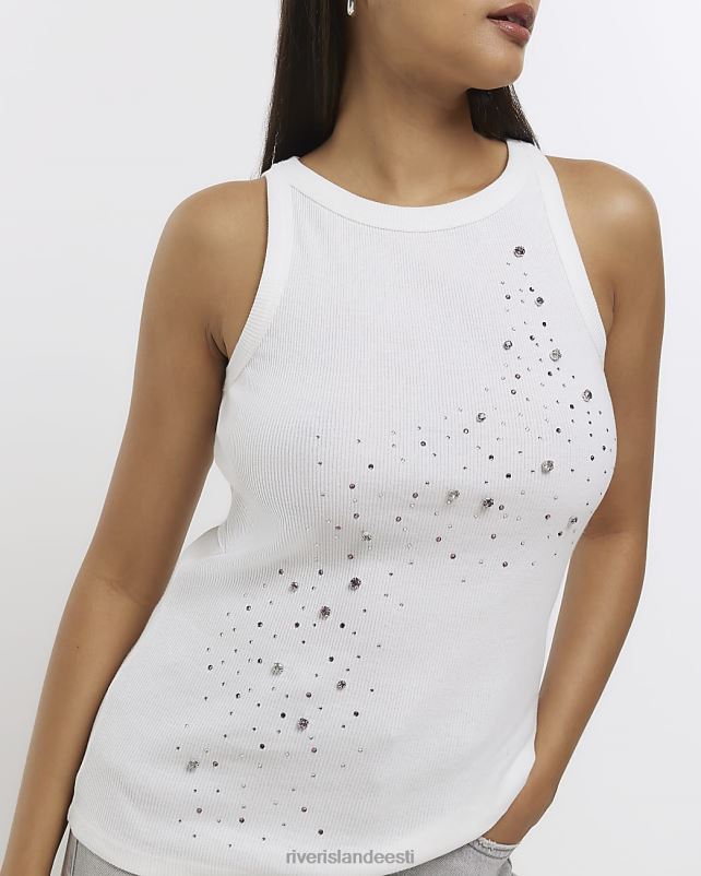 kehakate valge naised River Island kaunistatud tank top 44TLL749
