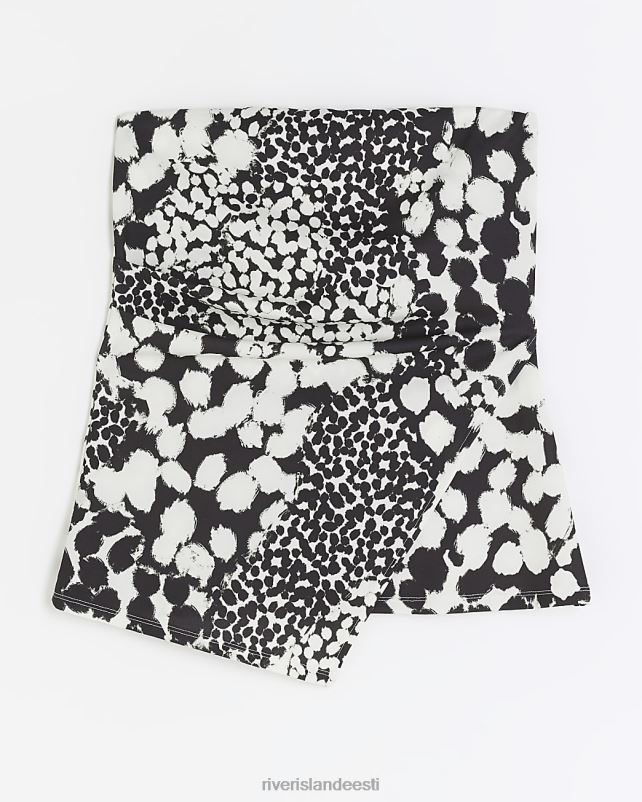 kehakate valge naised River Island loomamustriga bandeau top 44TLL3905