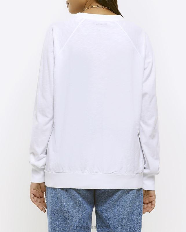 kehakate valge naised River Island pikkade varrukatega tavaline topp 44TLL1114