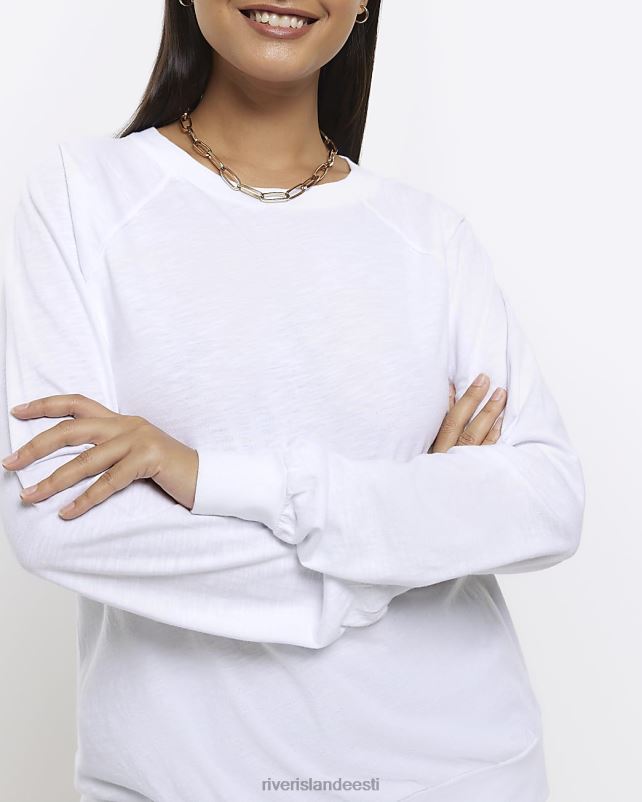 kehakate valge naised River Island pikkade varrukatega tavaline topp 44TLL1114