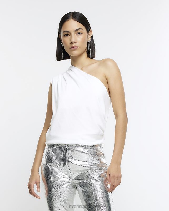 kehakate valge naised River Island plisseeritud üks õlapealne 44TLL3924