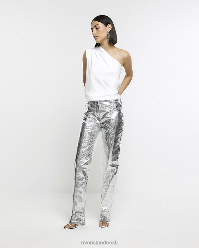 kehakate valge naised River Island plisseeritud üks õlapealne 44TLL3924