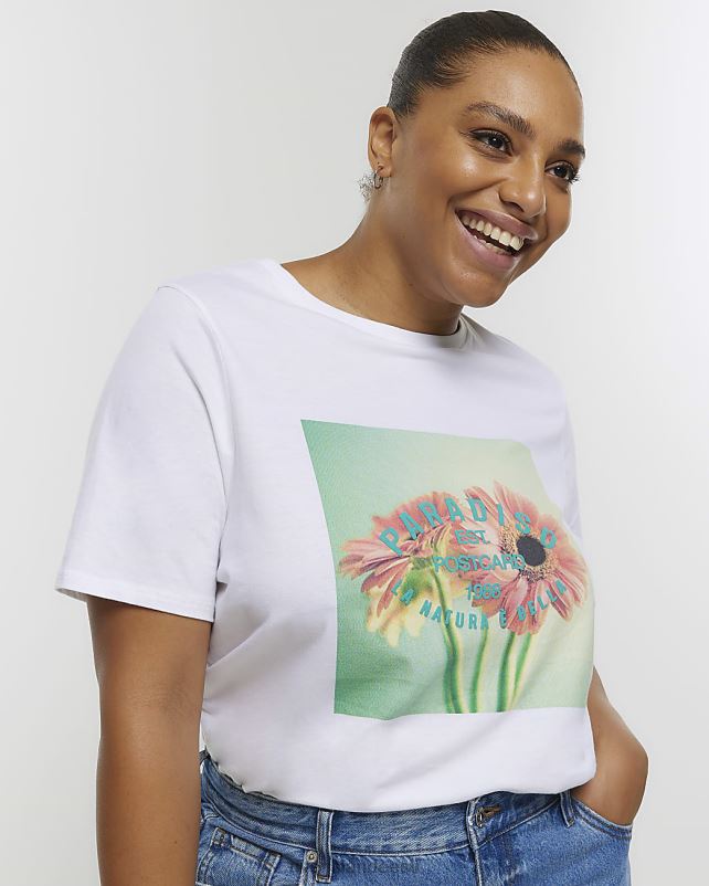 kehakate valge naised River Island pluss lillegraafika 44TLL5101