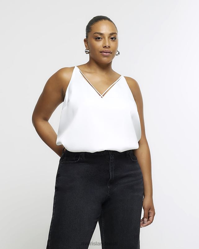 kehakate valge naised River Island pluss satiinist rihm cami top 44TLL2257