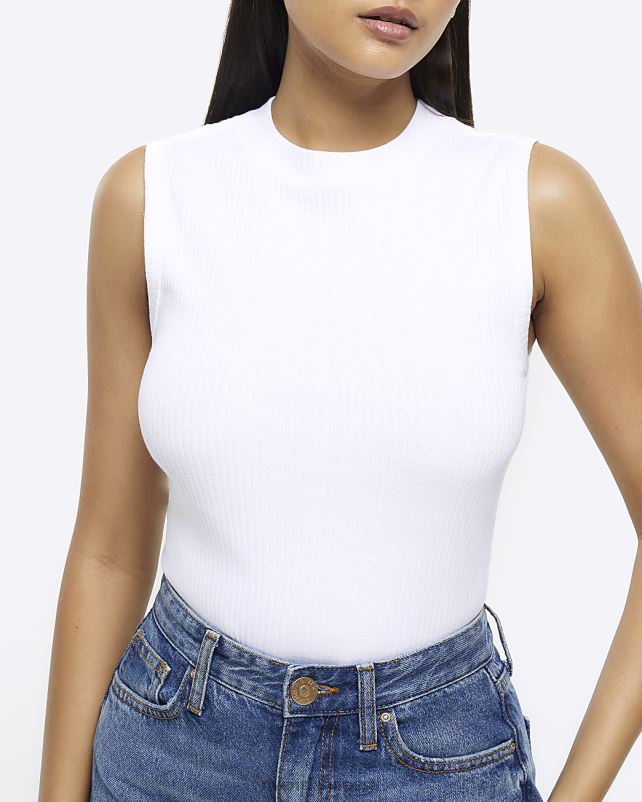 kehakate valge naised River Island ribipaagi ülaosa 44TLL1157