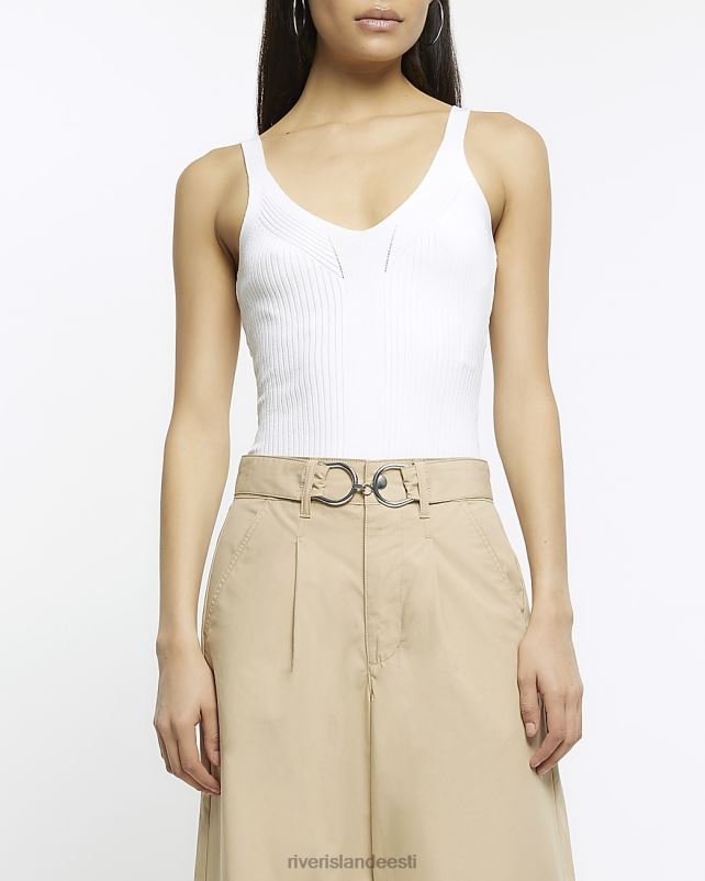kehakate valge naised River Island soonikkoes kootud vesti topp 44TLL1885