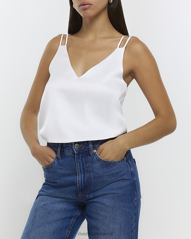 kehakate valge naised River Island topeltrihmaga cami top 44TLL1235