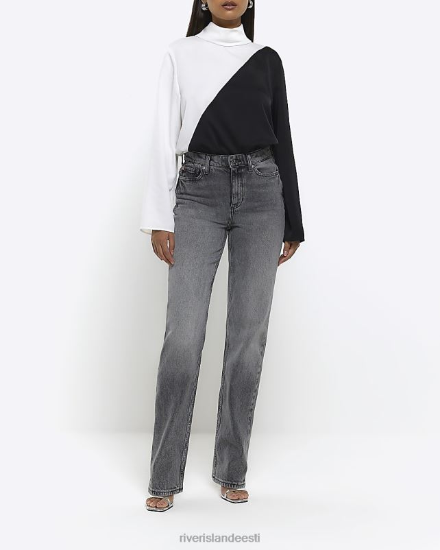 kehakate valge naised River Island värviplokk kõrge kaelusega topp 44TLL4481