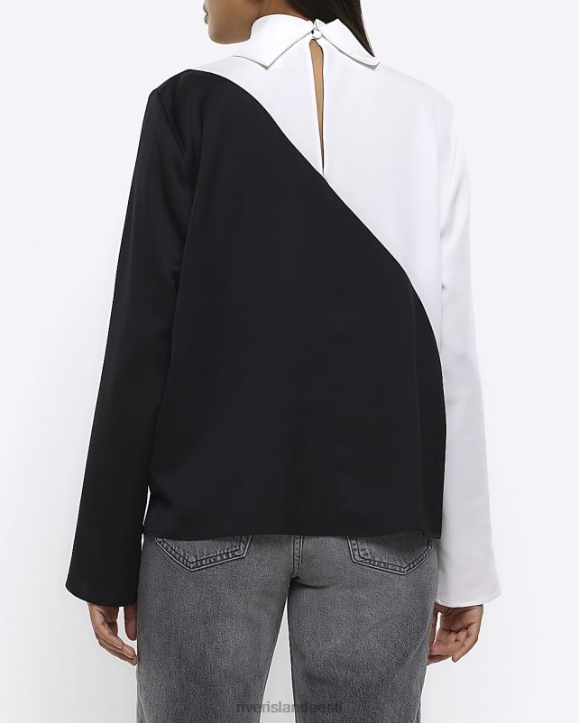 kehakate valge naised River Island värviplokk kõrge kaelusega topp 44TLL4481