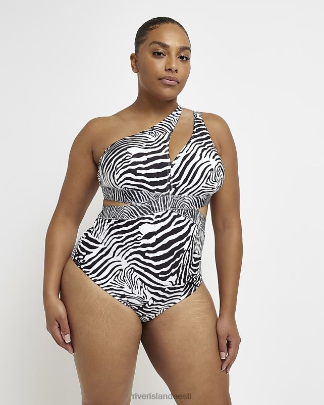 kehakate kreem naised River Island pluss loomamustriga ühe õlaga ujumistrikoo 44TLL5215