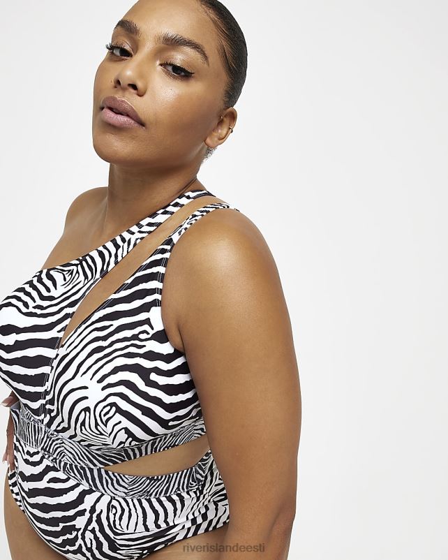 kehakate kreem naised River Island pluss loomamustriga ühe õlaga ujumistrikoo 44TLL5215