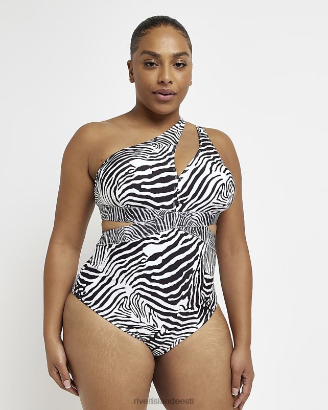 kehakate kreem naised River Island pluss loomamustriga ühe õlaga ujumistrikoo 44TLL5215