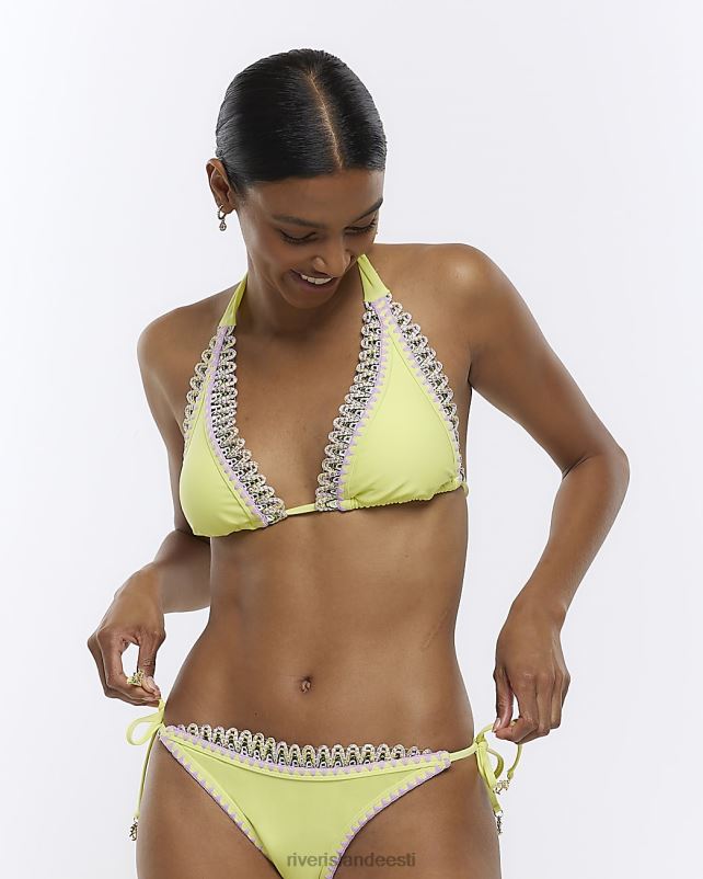 kehakate laimiroheline naised River Island õmblema detailiga kolmnurkne bikiinitops 44TLL1590