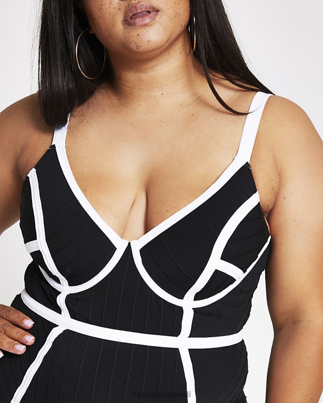 kehakate must naised River Island pluss sukeldumissidemega ujumistrikoo 44TLL5207