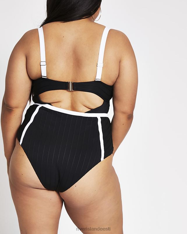 kehakate must naised River Island pluss sukeldumissidemega ujumistrikoo 44TLL5207