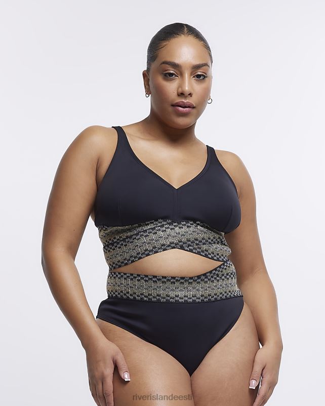 kehakate must naised River Island pluss sukeldunud bikiinitops 44TLL5212