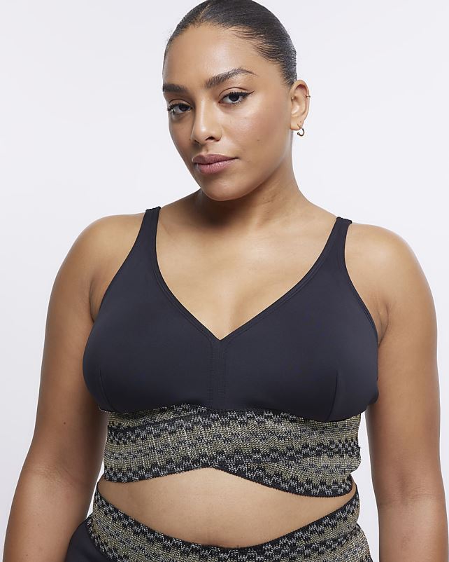 kehakate must naised River Island pluss sukeldunud bikiinitops 44TLL5212